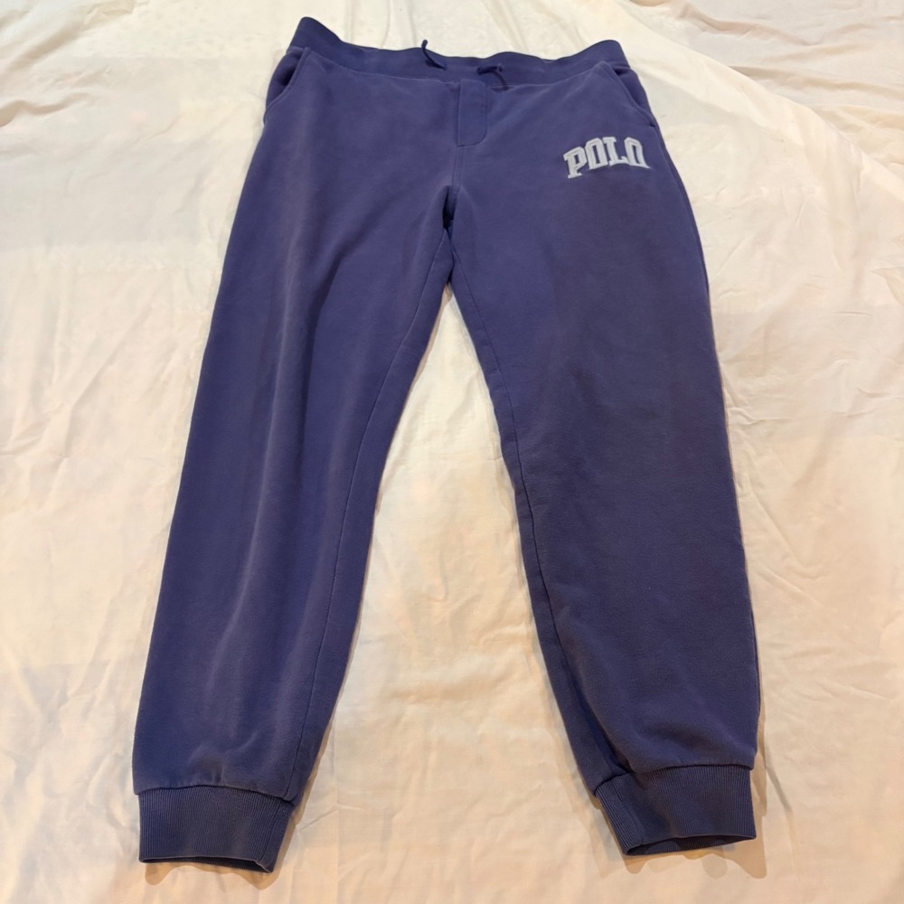 Polo Ralph Lauren Mens XL Blue Fleece Jogger Sweatpants Applique Logo‎